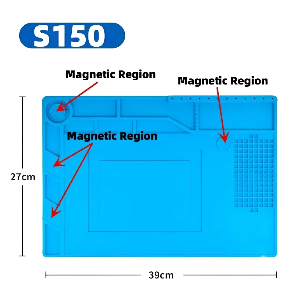 Magnetische mat Siliconen reparatiemat Printplaat Soldeerkussen Hittebestendig 932 ° F Antistatisch voor ESD Iron Phone Repair