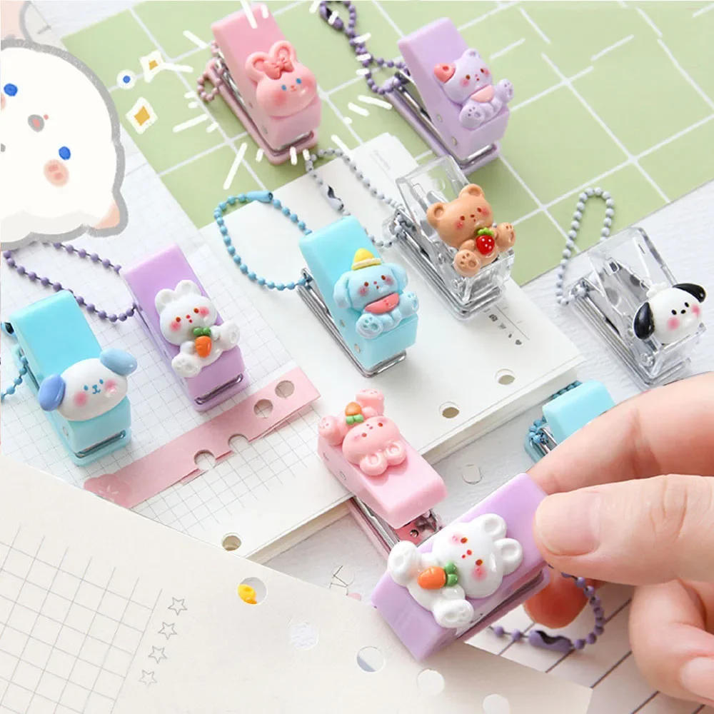 Cute Protable Mini 1 Hole Punch Cartoon Animal Paper Puncher Book Binding Machine School Office Supplies Student Stationery Gift