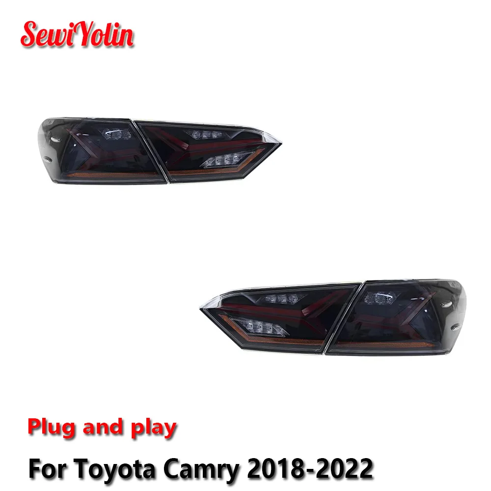 

Автомобильные светодиодные задние фонари, аксессуары для Toyota Camry 2018-2022, автоматические задние противотуманные фонари DRL, стоп-сигнал, указатель поворота Plug and Play