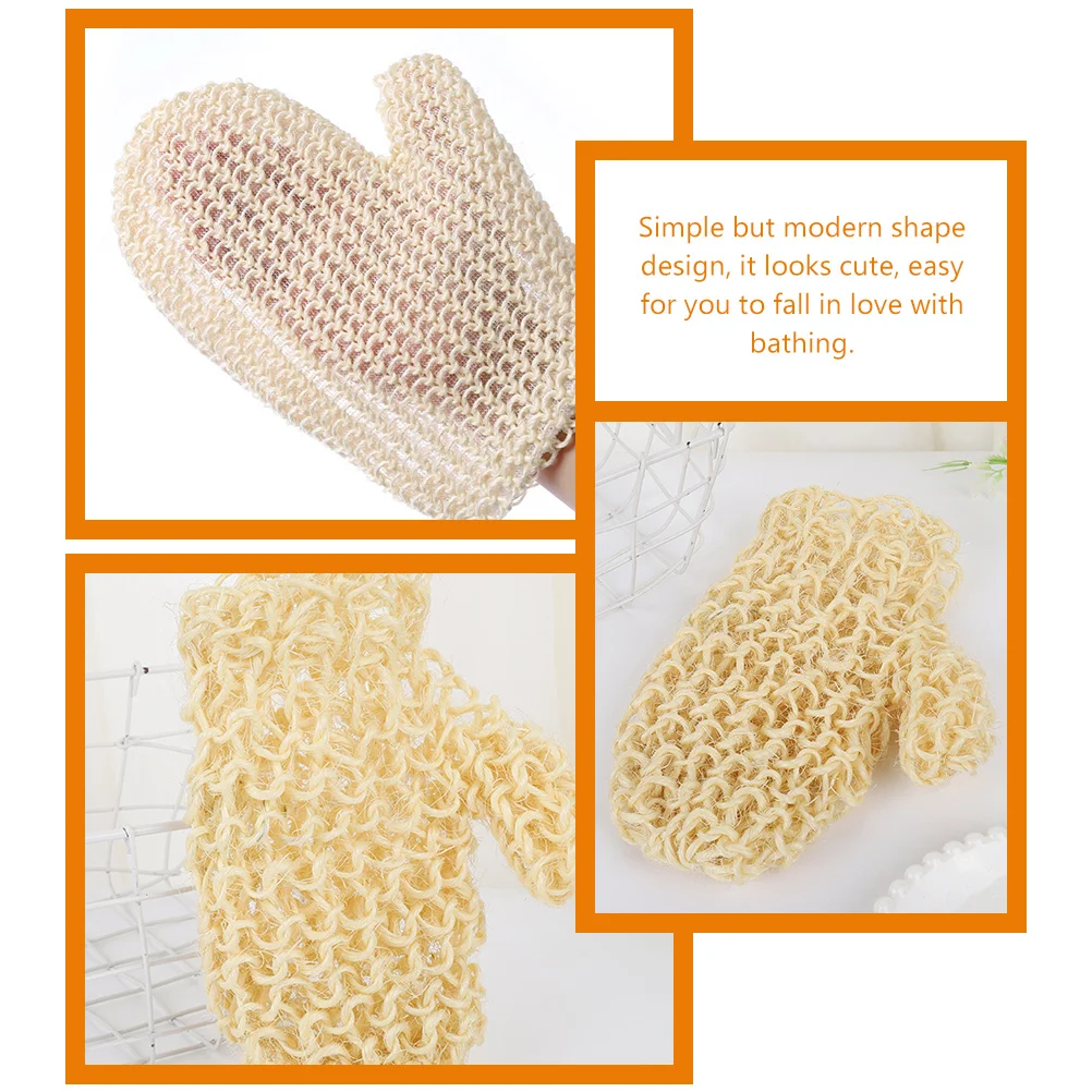 Sisal Braided Shower Gloves Bathing Supply Skin Scrubbing Mitts Exfoliating Mitten Cleaning Mittens