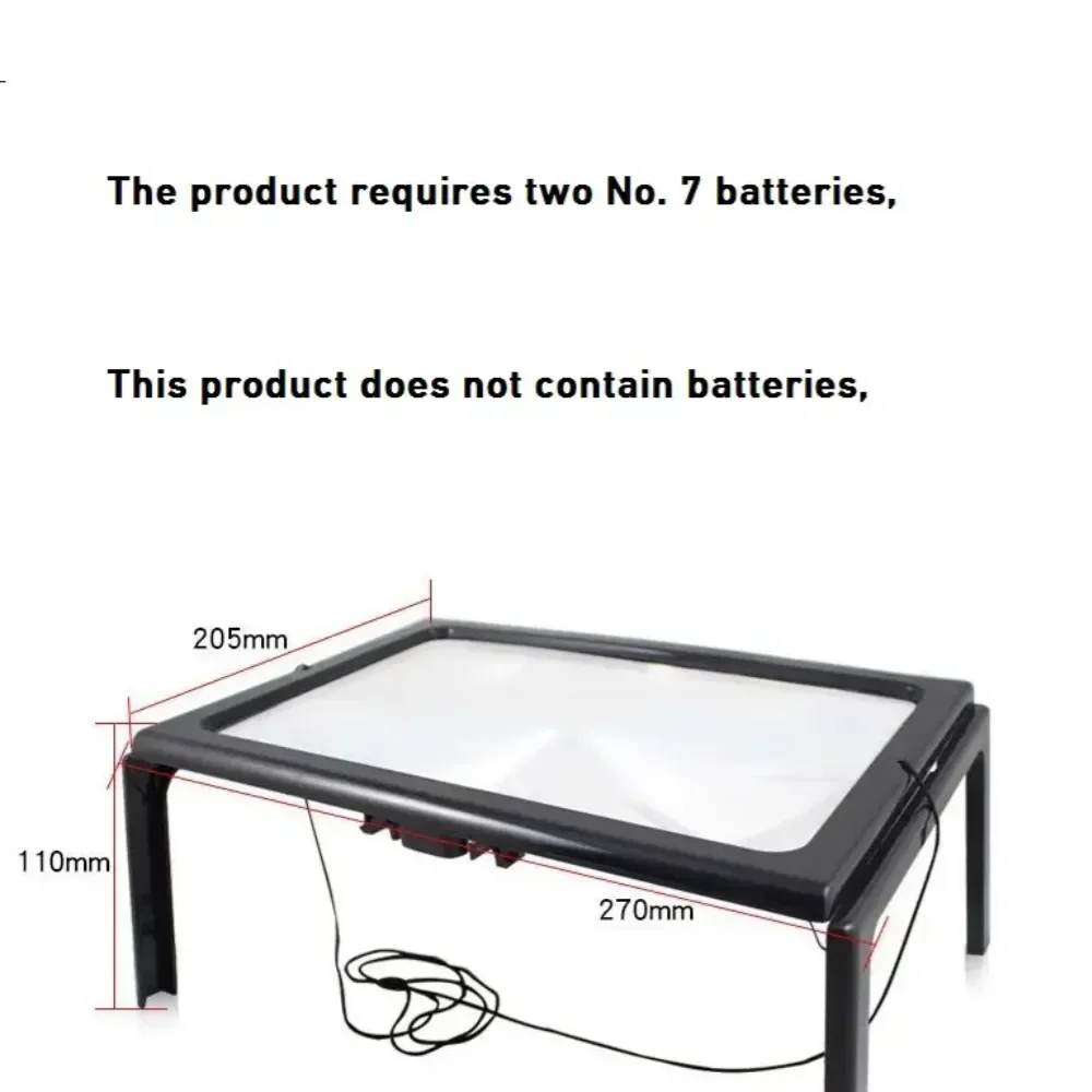 A4 Reading Magnifier 3X Large Full Page With LED Lights Foldable Desktop Magnifying Glass For Seniors Low Vision Book Reading