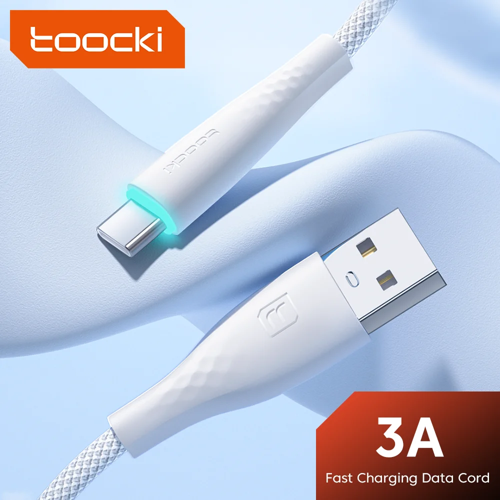 Toocki USB Type C Cable for Samsung S20 S21 Poco F4 Xiaomi Redmi Mobile Phone 3A Fast Charging QC 3.0 Type C Charger Data Cord