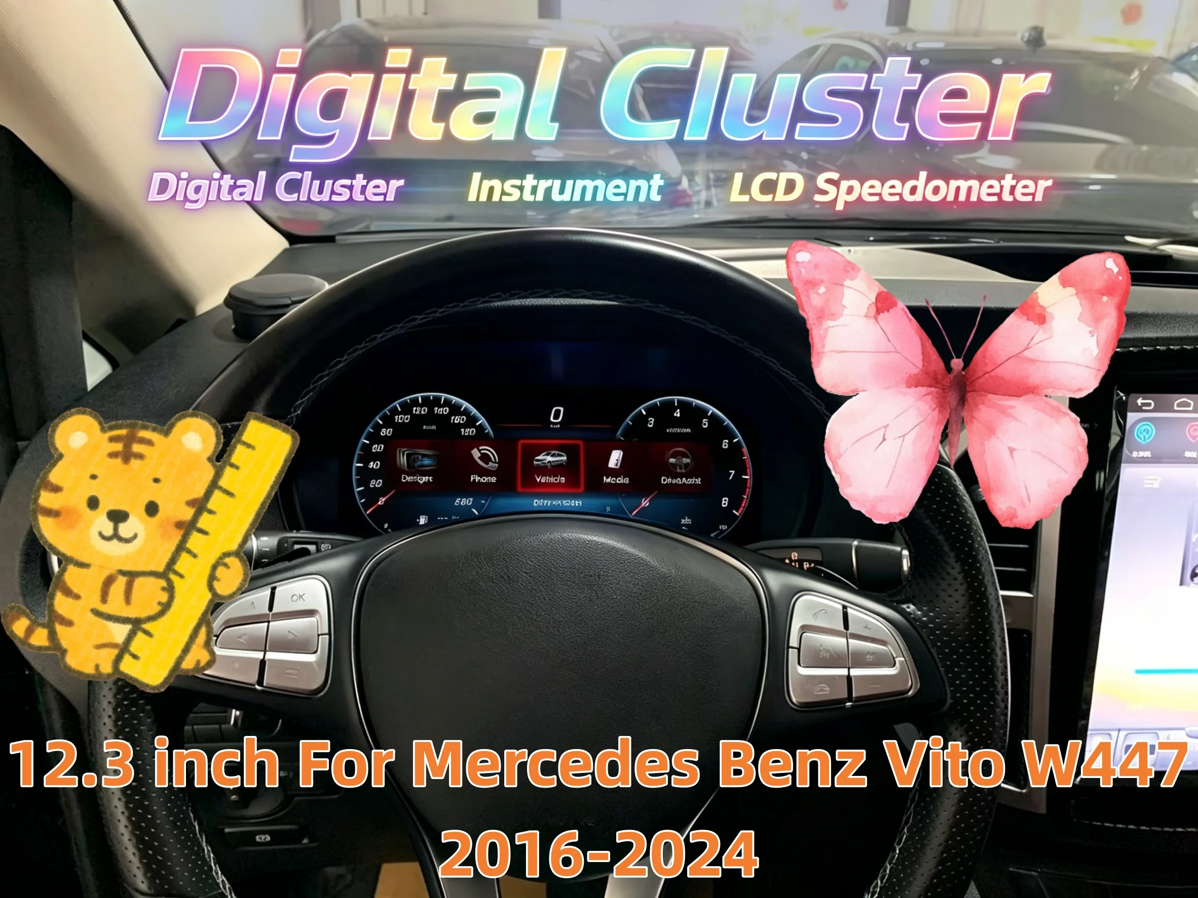 H For Mercedes Benz V Class V260 V250 W447 2016-2019 Dashboard Carplay Speedometer Panel 12.3inch LCD Digital Instrument Cluster