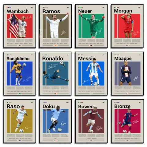 현대 인기 유명 축구 축구 선수 소개 포스터 캔버스 회화 인쇄 아트 그림 홈 룸 벽 장식 선물