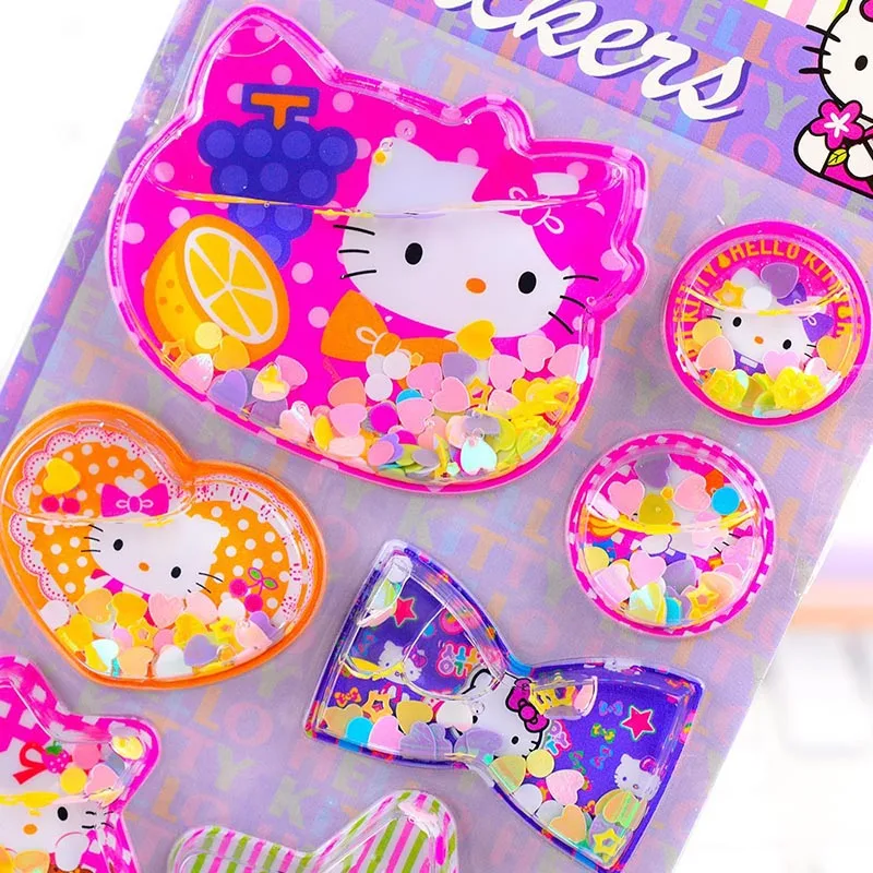 Sanrio Kitty Adesivos de Água, Scrapbooking Criativo, Diário DIY, Papelaria Decorativa, Adesivo, Álbum, Etiqueta vara, Kawaii, 12Pcs Lot