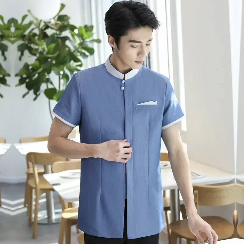 Uniforme da cameriere estivo Western Cafe Ristorante Hotel Tute da servizio di ristorazione Sala da tè Abbigliamento da lavoro Manica corta Tute da forno Chef