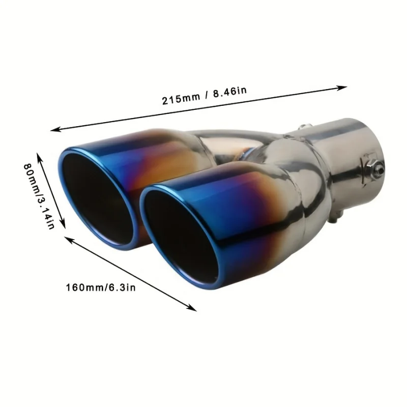 2.5 بوصة مدخل مزدوج العادم تلميح الفولاذ المقاوم للصدأ مصقول كاتم الصوت الذيل العالمي الترباس على المزدوج منفذ العادم أنبوب مستقيم