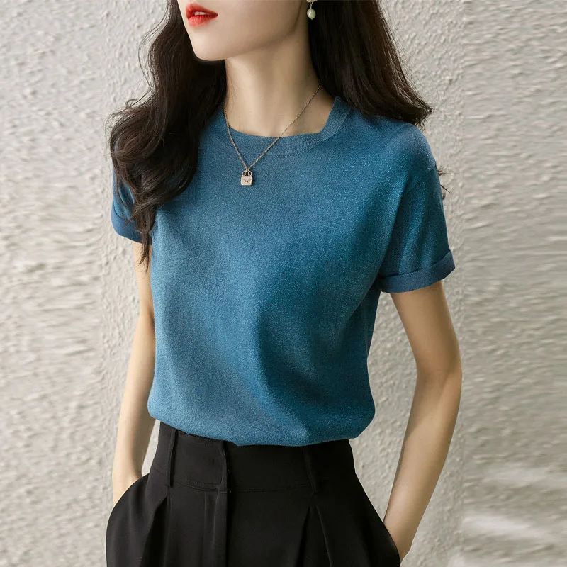 

Трикотаж, черный вязаный свитер, женские пуловеры, вязаный свитер с круглым вырезом, пуловер, женские топы, новые Sueters с короткими рукавами De Mujer Q2529