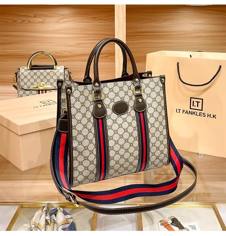 Luxury Brand High-end Atmospheric Practical Large Capacity Handbag with Fashionable Splicing Single Shoulder Crossbody Tote Bag