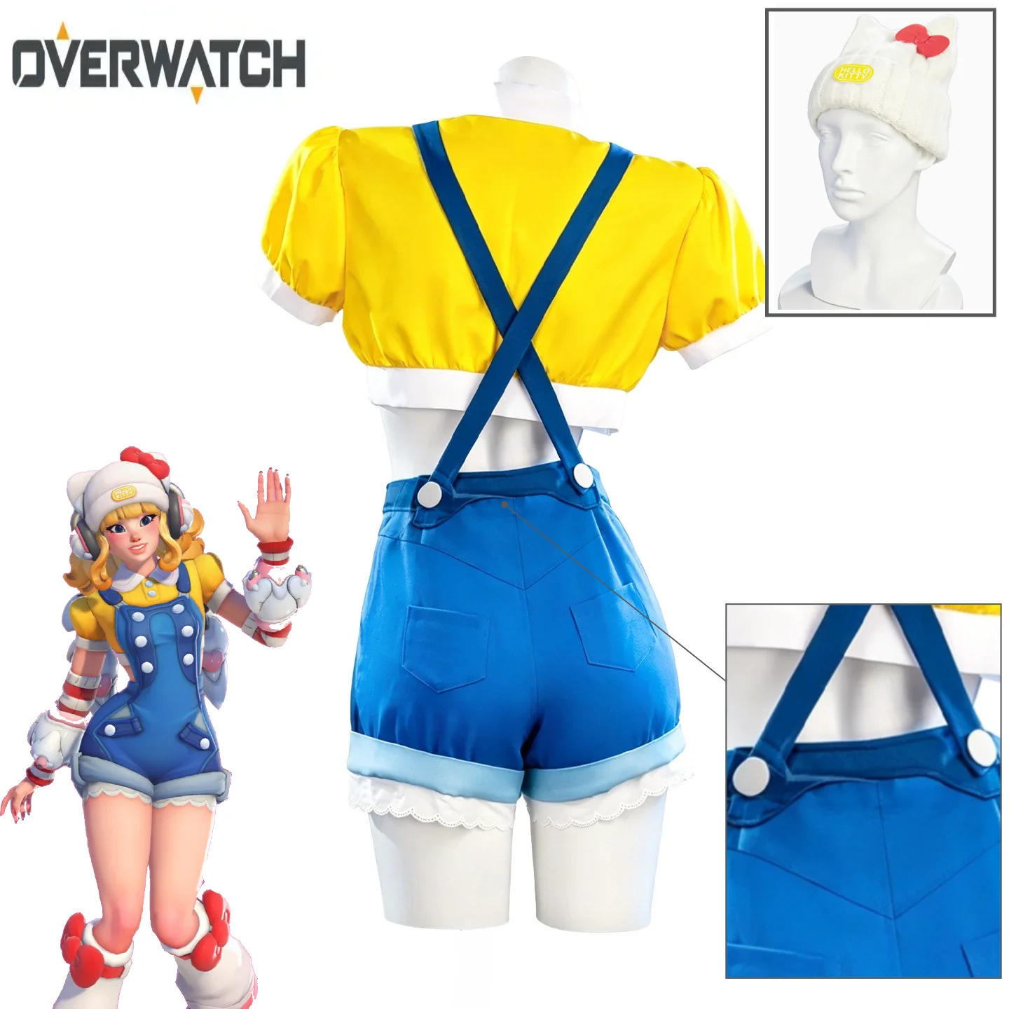 Overwatch 2 Juno Cosplay Costume Collaboration Overalls Hat Wig Set Halloween Party Cosplay Juno Suits for Women's Man view 3