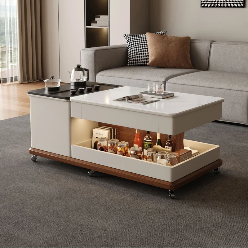 Movable lifting coffee table multi-functional home wheels modern coffee table small storage salontafel living room furniture