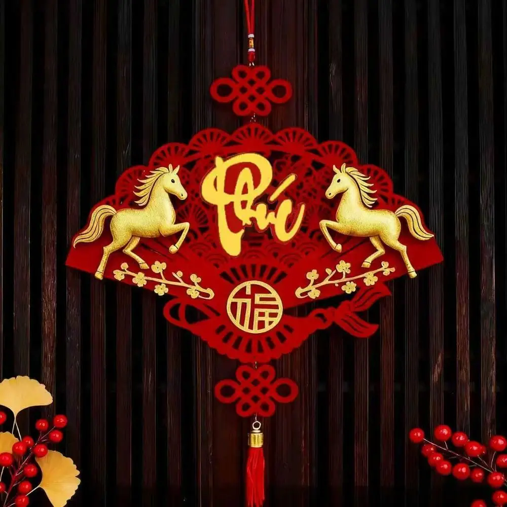 النمط الصيني الفيتنامية السنة الجديدة قلادة التقليدية الأحمر فيتنام محظوظ زخرفة نعمة مع المعلقات شخصية فو شرابة