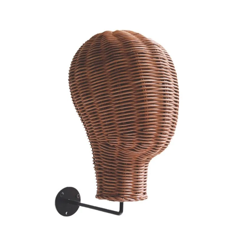 Wall Mounted Rattan Mannequin Head For Wig And Hat Display