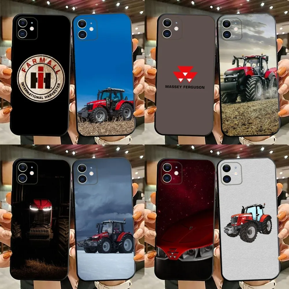 Tractor farm Phone Case For iPhone 15,14,13,12,11,Plus,Pro Max,XS,X,XR,SE,Mini,8,7 M-Massey F-Ferguson Soft Silicone Black Cover