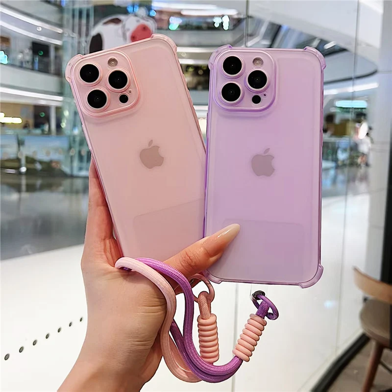 With Lanyard Clear Matte Phone Case For Vivo Y36 Y16 Y39 Y29 Y19S Y02 Y22 Y03 Y28 Y33S Y21S Y76 Y78 Shockproof Wrist Strap Cover