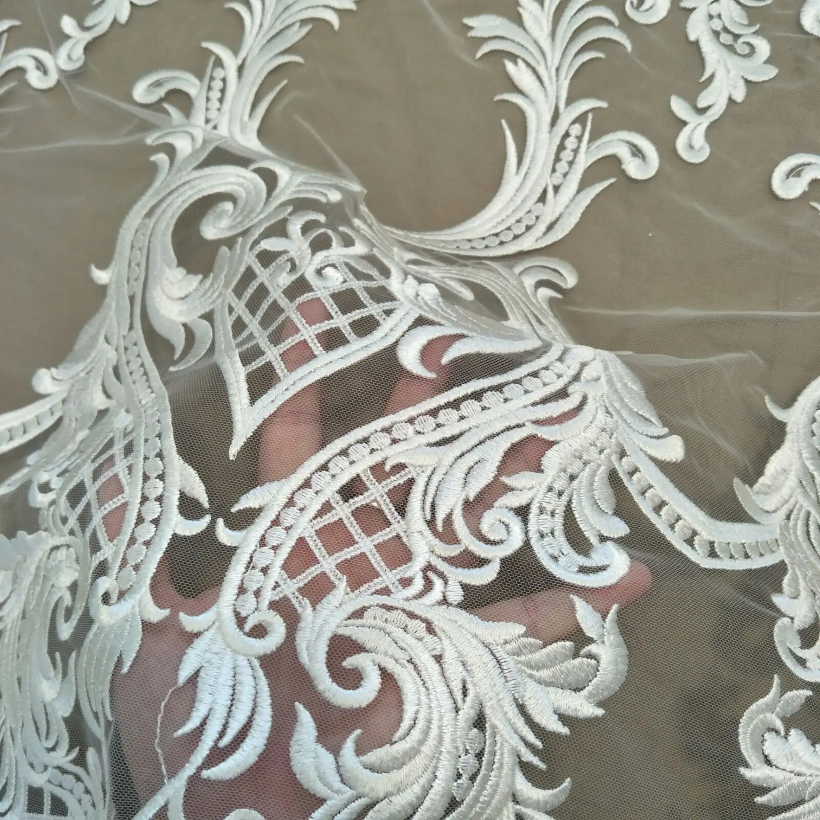 fashion thick arrival wedding dress lace fabric applique lace sell by yard