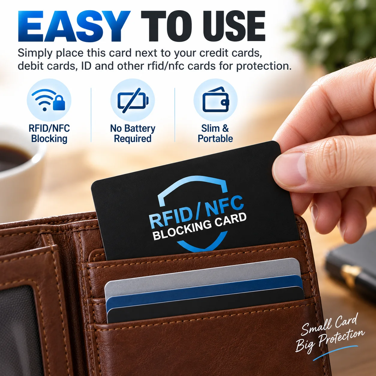 5-Pack RFID NFC Blocking Cards, Ultra-Thin Anti-Theft Contactless Protectors for Credit Debit ID Cards, Wallets & Purses