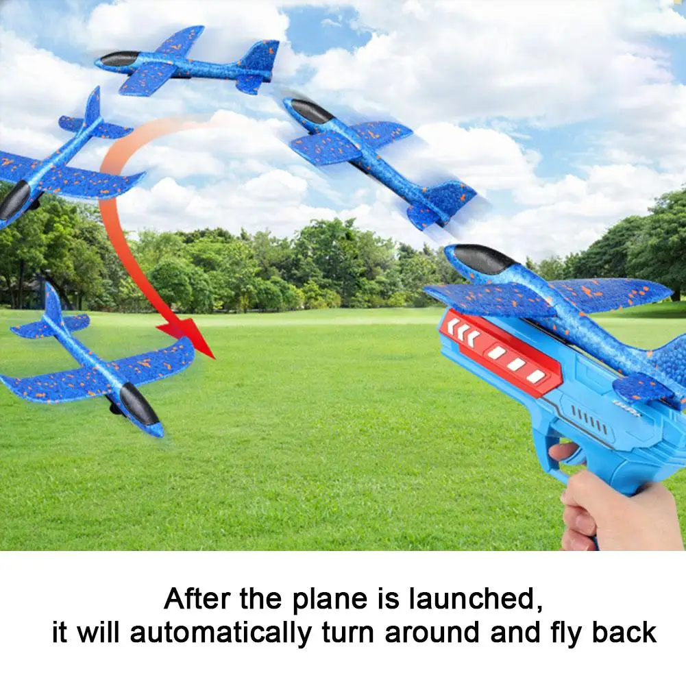 Airplane Launcher Toys Kids Glowing Foam Aircraft Launcher Gun Children\'s Launcher Aircraft Catapult Plane Outdoor Toy P3S3