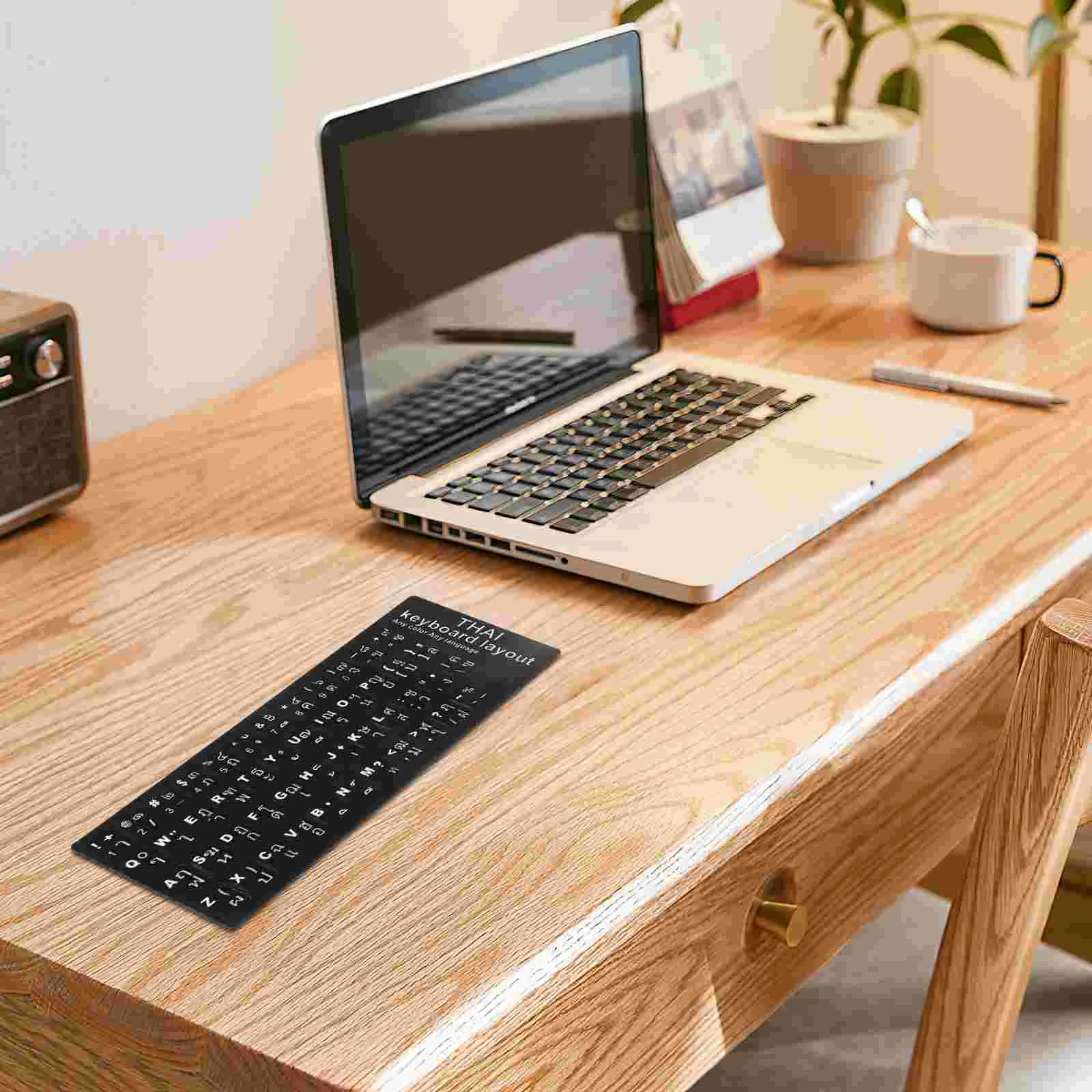 2 Sheets Laptop Thai Keyboard Stickers Computer Keyboards Piano Dust Pvc Material Brush Accessories