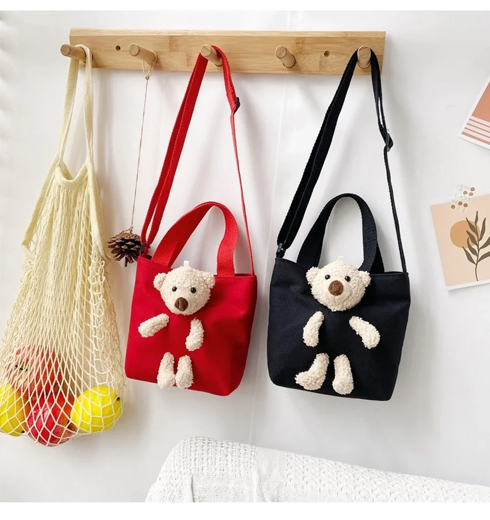 Female Girls Bear Shoulder Messenger Crossbody Bag New Fashion Small Trend Purse Mini Handbag