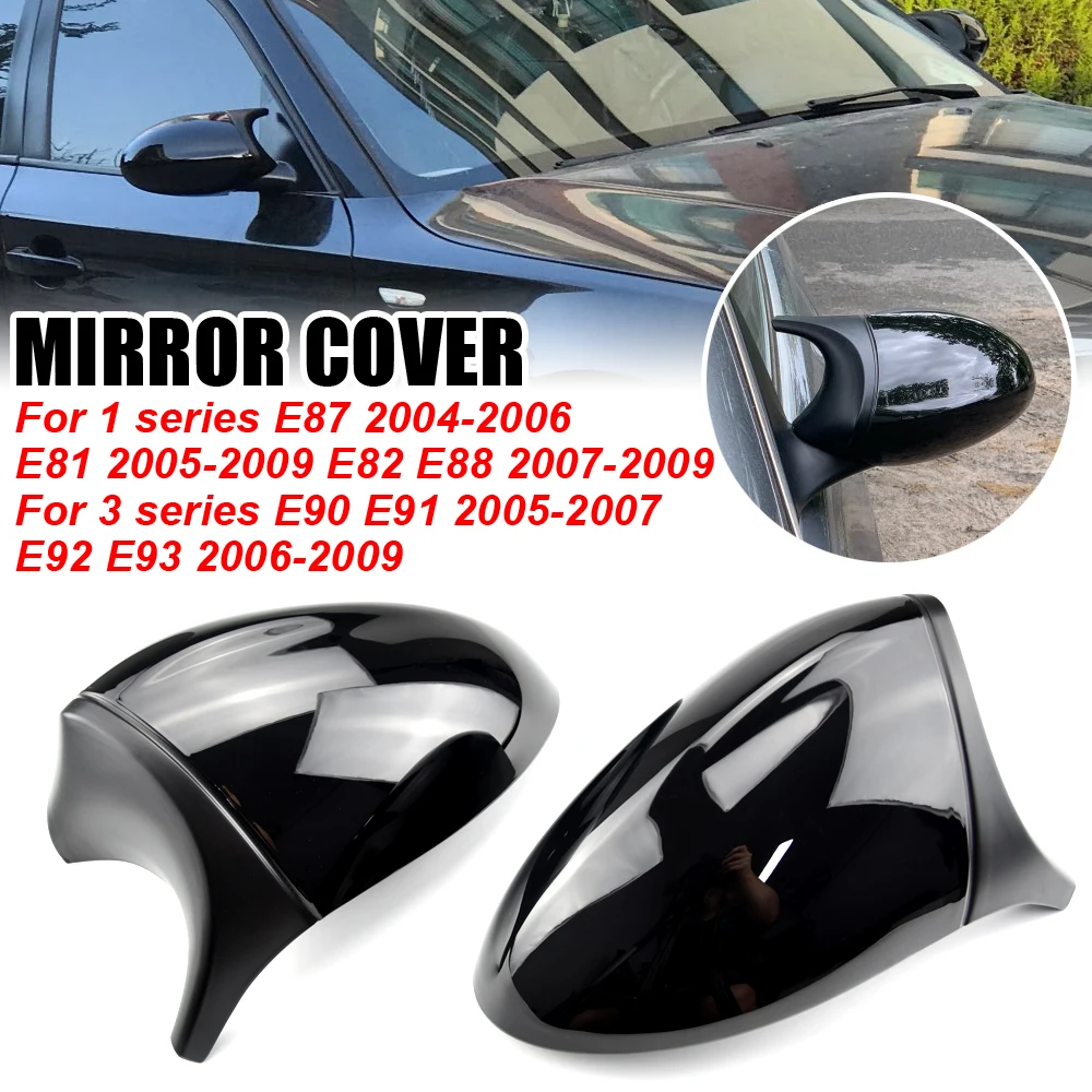 1pair For BMW 1 3 series E87 E81 E82 E90 E91 E92 E93 Rear View Side Case Trim ABS Carbon Fiber Style Car Rearview Mirror Cover