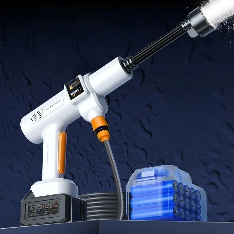 

High-pressure car wash water gun, wireless rechargeable lithium battery, household powerful supercharged electric water grab car