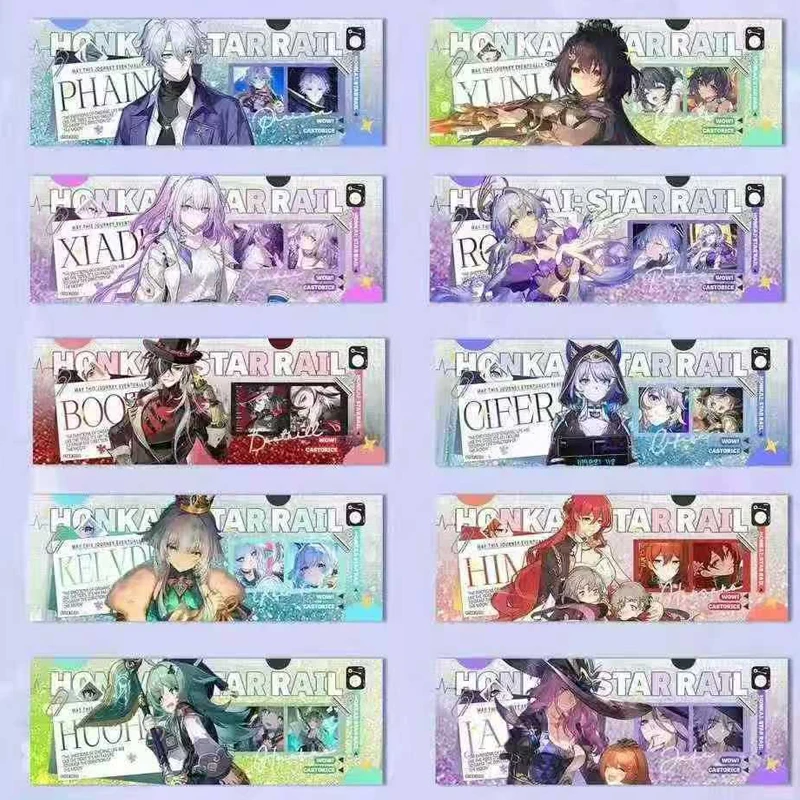 도매 혼카이 스타 레일 글리터 티켓 세트 56종 디자인 18x6cm 샌드 플로우 컬렉션 한정판 1차 시리즈 팬들을 위한