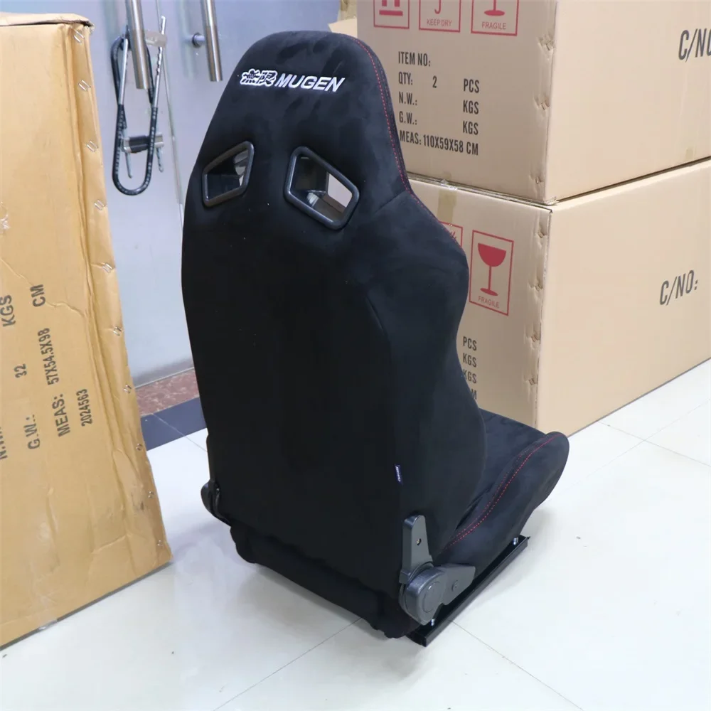 Ковшовое сиденье MUGEN, наклонное, черное, замша, матовый материал, регулировка автоспорта, RACING Jdm, автомобиль, высокое качество