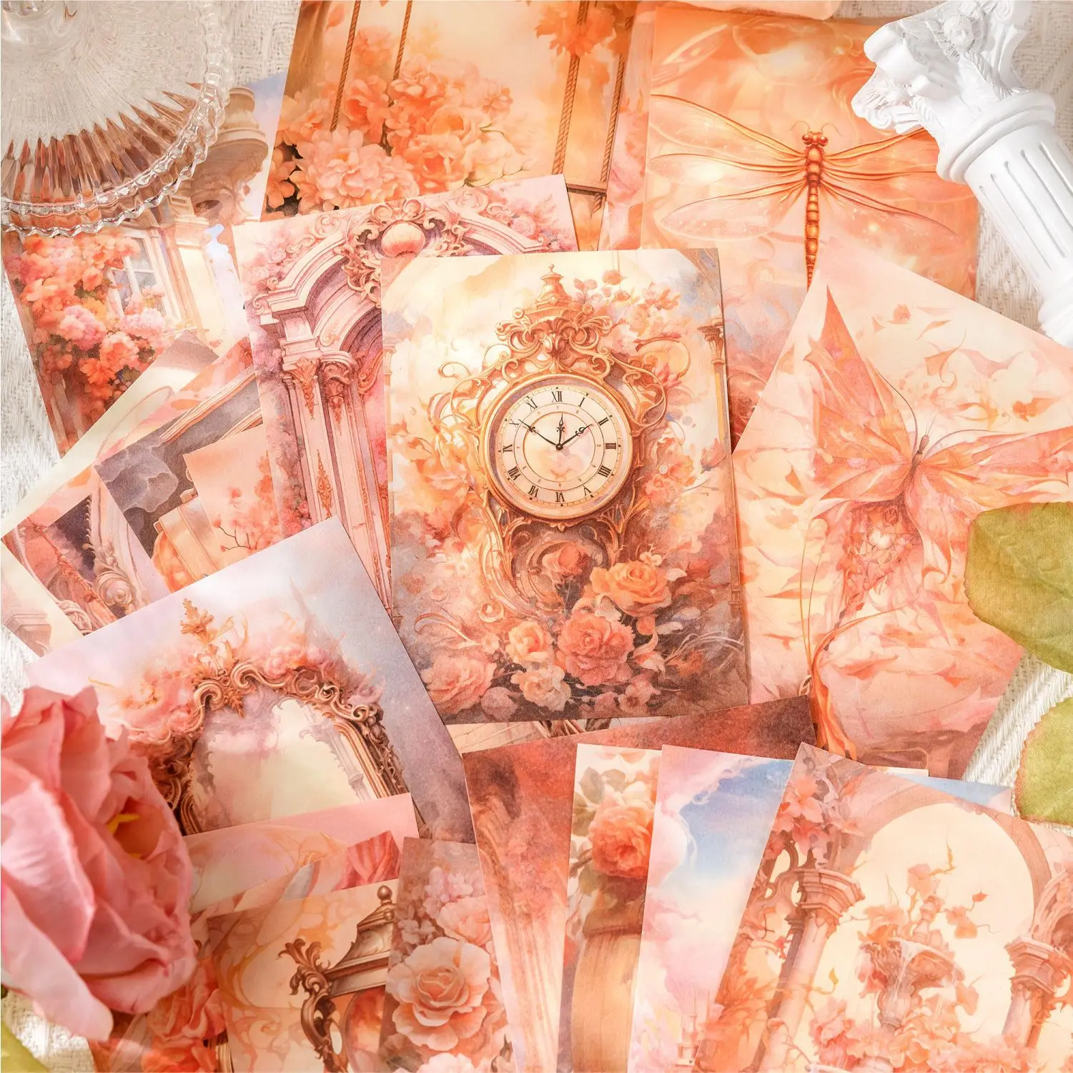 50pcs/lot Memo Pads Material Paper Fantasy Baroque Junk Journal Scrapbooking Cards Retro Background Decoration Paper