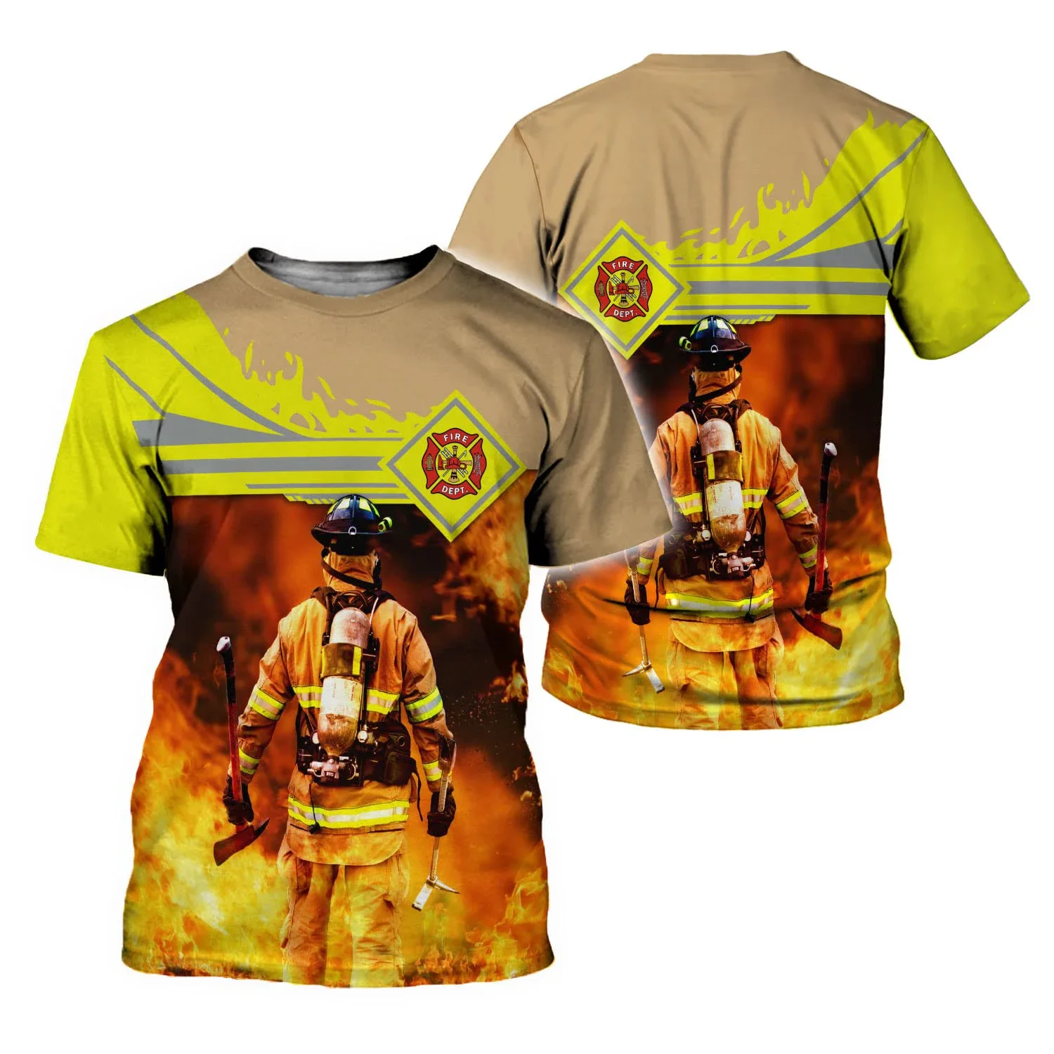 Firefighter T-Shirts Fireman 3D Print Men Women Casual Short Sleeve T Shirt Streetwear Oversized Harajuku Kids Tees Top Clothing