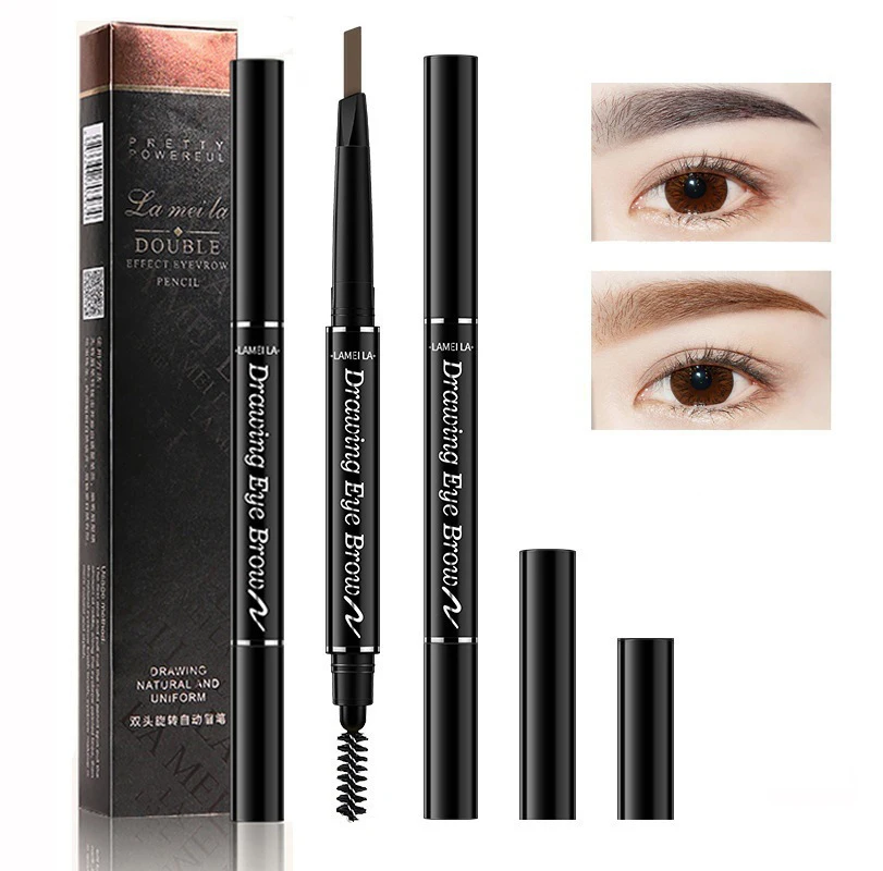 Dual-ended eyebrow pencil for women waterproof and sweatproof natural and long-lasting not easy to take off the color