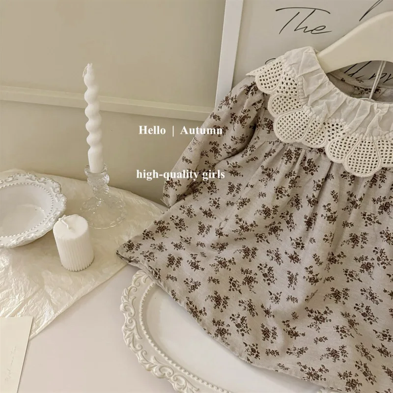 Mori Girls Long-sleeved Dress Spring and Autumn 2024 New Foreign Style Baby Girl Fashion Floral Skirt