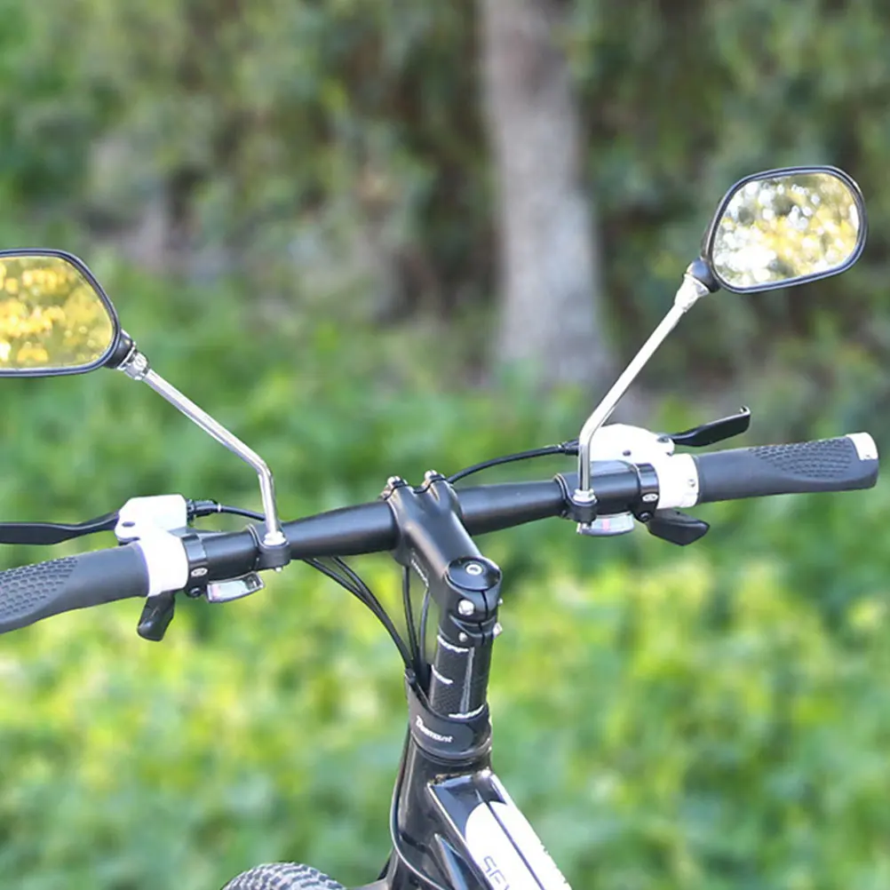 

1 Pair Universal Handlebar Rearview Mirror For Bike 360 Degree Rotating Adjustable Durable Scratch Resistant Large Lens Light