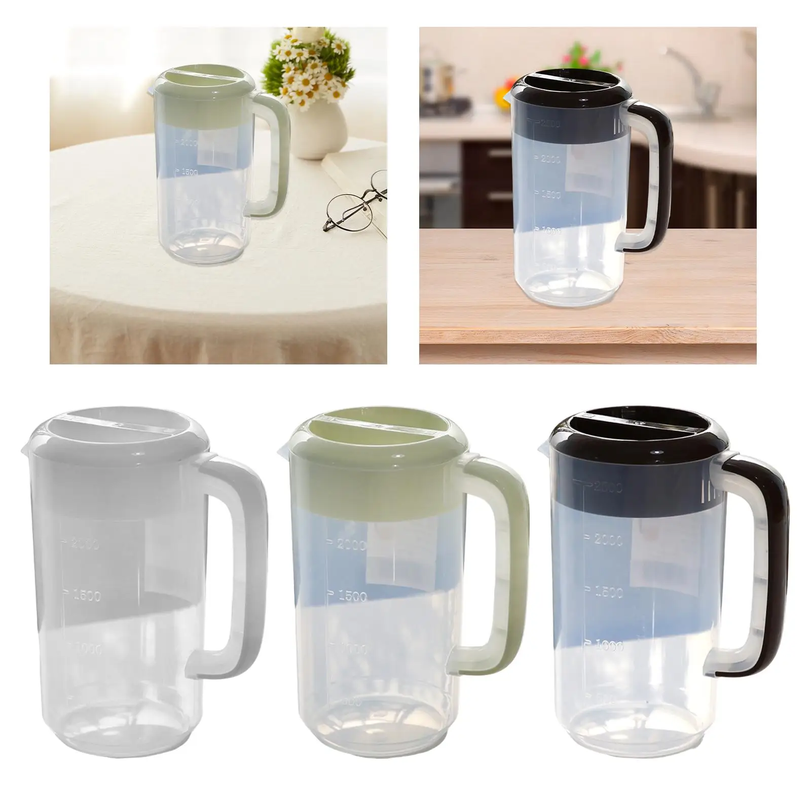 Water Pitcher with Lid with Handle Multipurpose Carafes 4L Portable Water Jug with Handle for Fridge Restaurant Home Party Milk