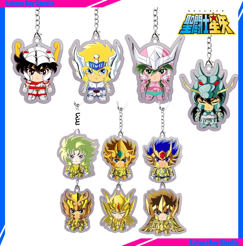 NUEVO Llavero de acrílico de dibujos animados versión Q de Saint Seiya, llavero de PVC de personajes de anime como Seiya, Shiryu, Leo, Aiolia, colgante para bolso, regalo de juguete para niños