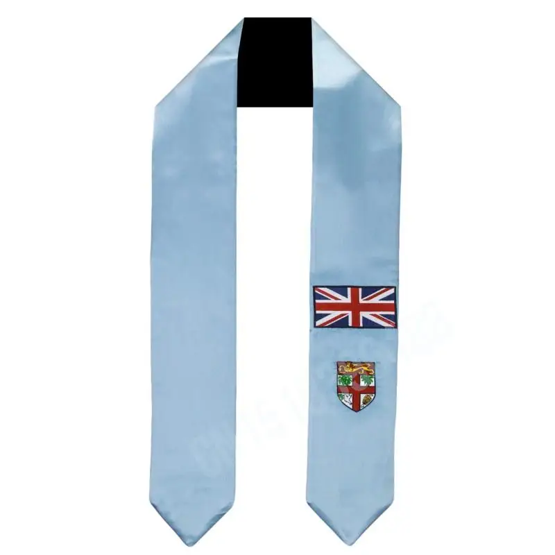 

Fiji Flag Scarf Top Print Graduation Sash Stole International Study Abroad Adult Unisex Party Accessory