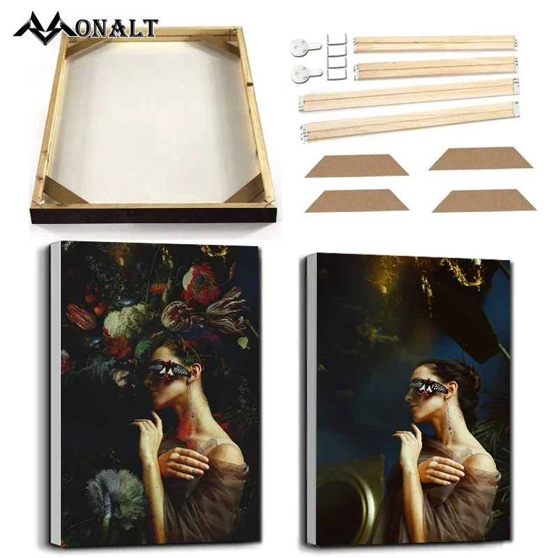 ديكور المنزل الزهور فراشة امرأة مجردة ملصق فني يطبع مع الإطار الشكل صورة الرسم على لوحات القماش الجدارية صورة المعيشة #1