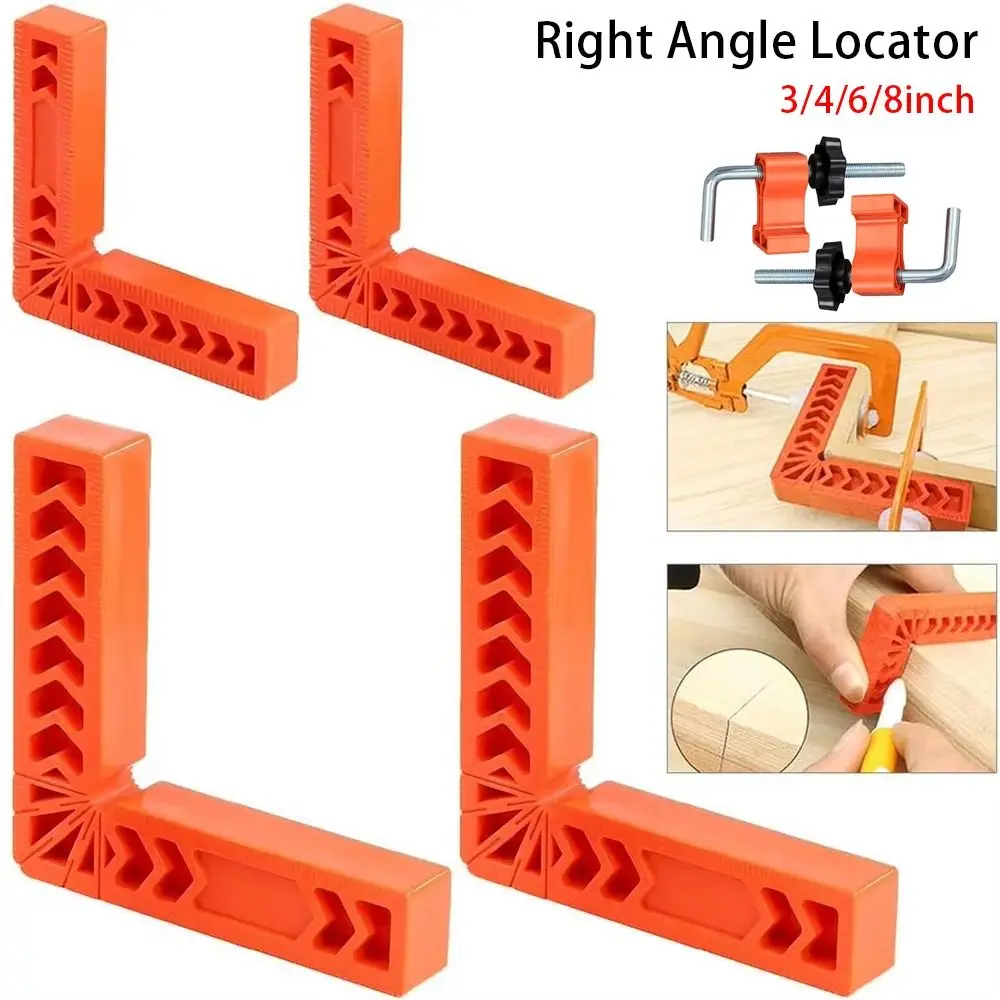 1Set Woodworking Tool Right Angle Ruler Fixed Angle Gripper L-Shaped 90° Positioner Tool 3/4/6/8 inch Plastic