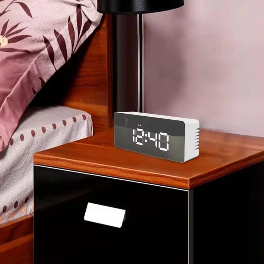 Acrylic / Mirror Digital Alarm Clock Voice Control Table Clock Snooze Night Mode 12/24H Electronic LED Clocks