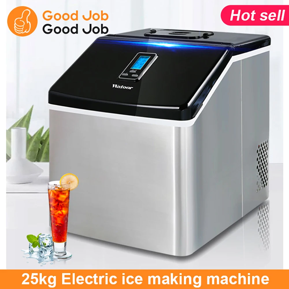 

25KG Commercial Household Ice Maker Square Ice Maker Ice Cube Machine Manual Water Injection