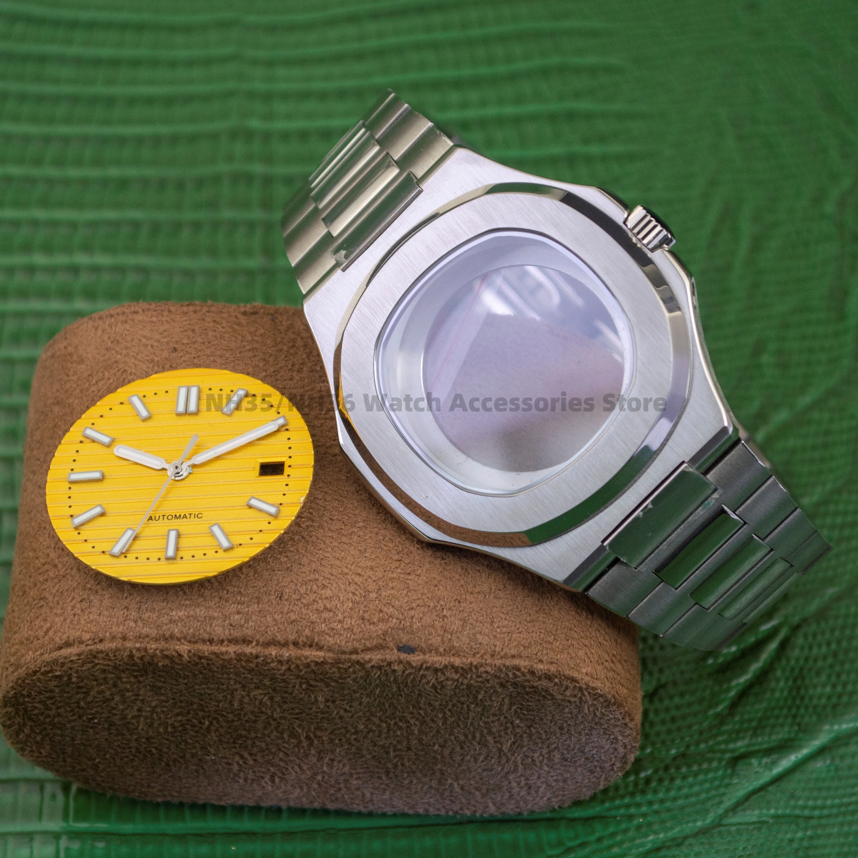 

NH35 Case Men's Watch Case Sapphire Glass 10ATM Waterproof Stainless Steel Case Strap for NH35 Movement Nautilus Watch Case