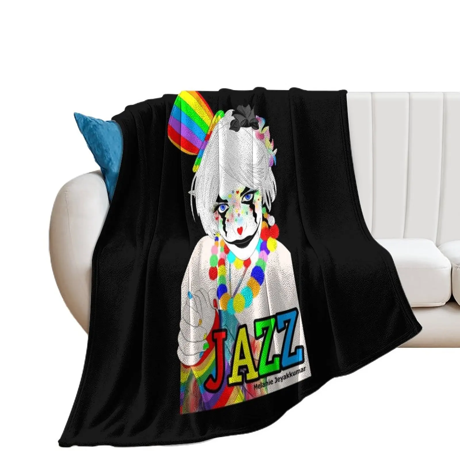 Jazz the Rainbow Clown Throw Blanket funny gift Flannel Summer Blankets