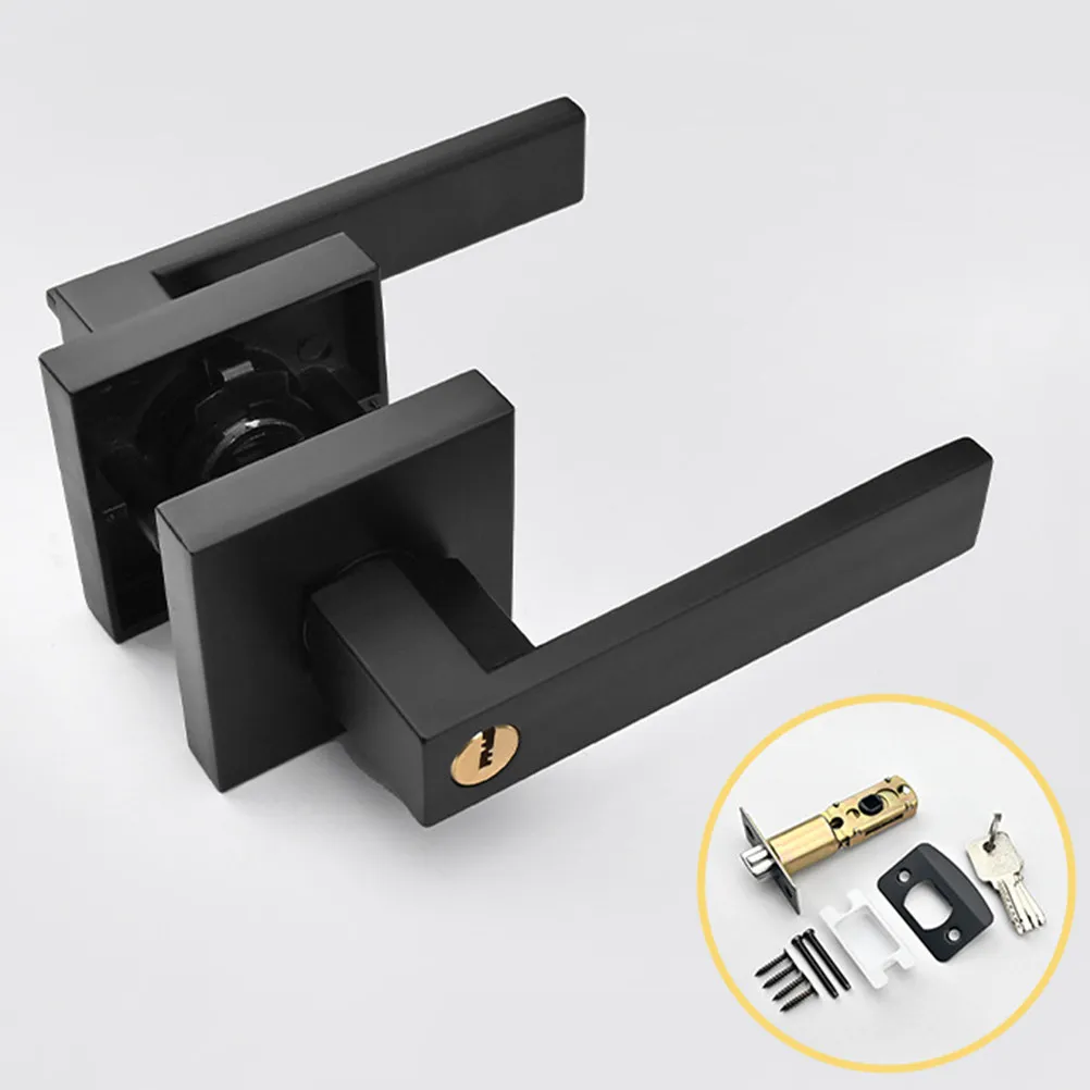 1Set Aluminum Alloy Privacy Door Knob Matte Black Heavy Duty Bedroom Bathroom Door Lock Lever Handle Replacement