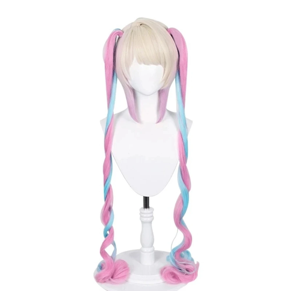 

KAngel Candy Long Double Ponytail Wig Lifelike Daily Green Silver Synthetic Hair Full Head Cover Daily Cute Anime Halloween Carn
