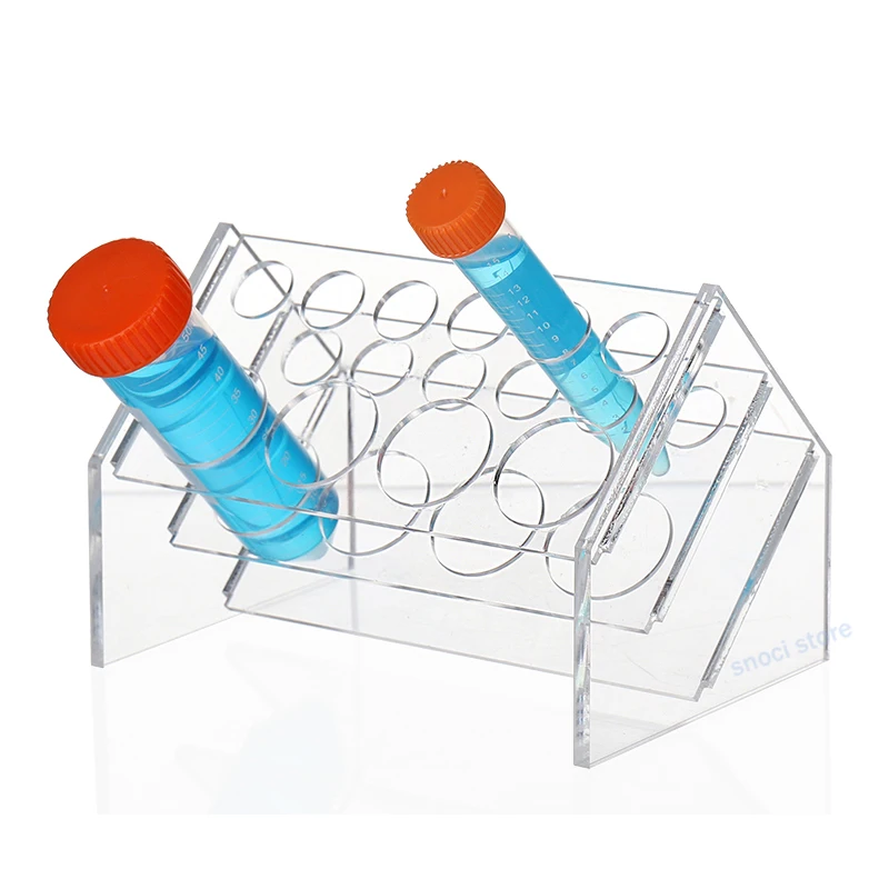Test Tube Rack Centrifuge Tube Holder Plexiglass Rack Oblique Precipitation Tube Stand for 10ml/15ml/50ml Tubes,Dia 18mm/30mm view 2