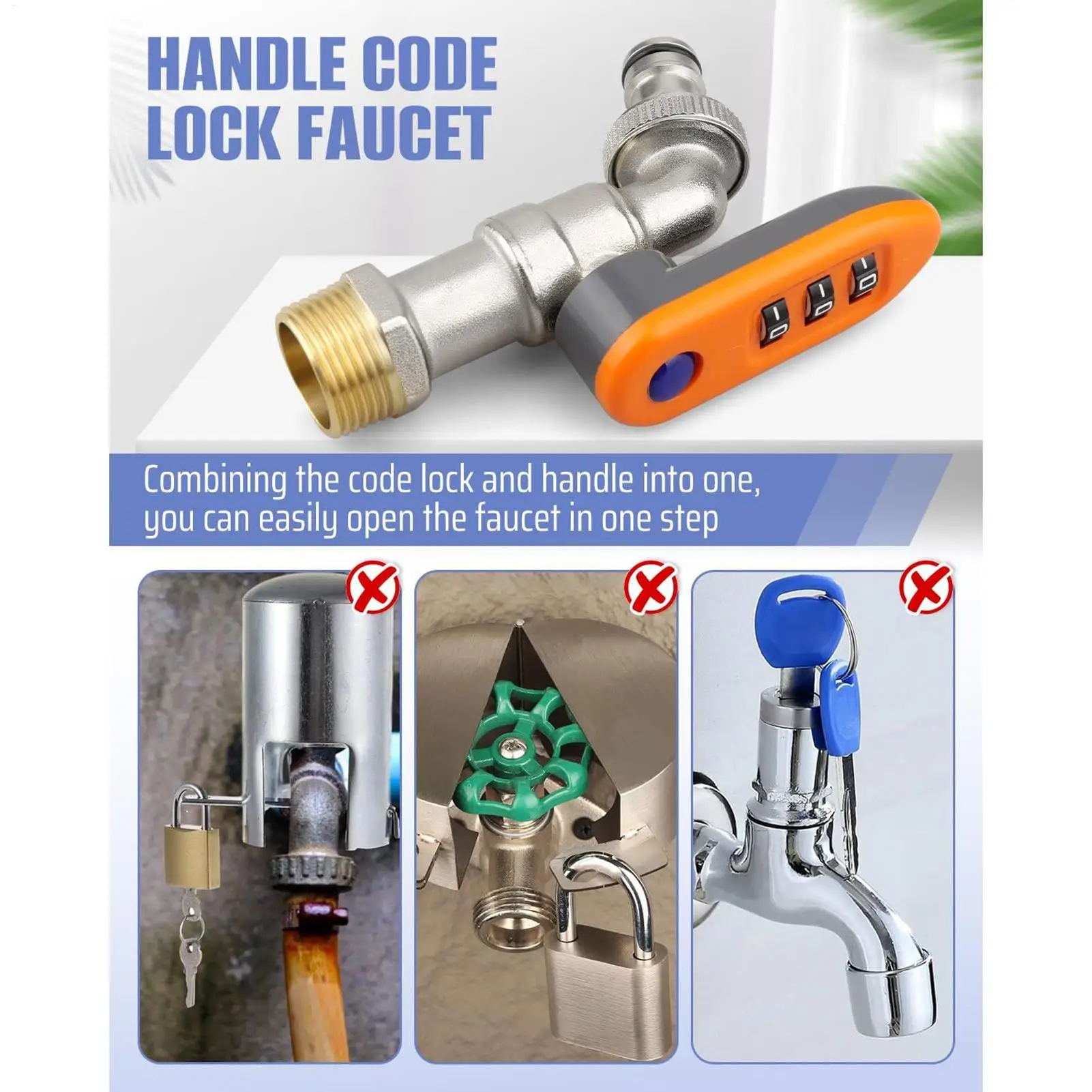 Outdoor Faucet Lock System Frost-Proof Brass Faucet Lock For Garden Gardening Supplies Outside Spigot Device For Apartment Farm