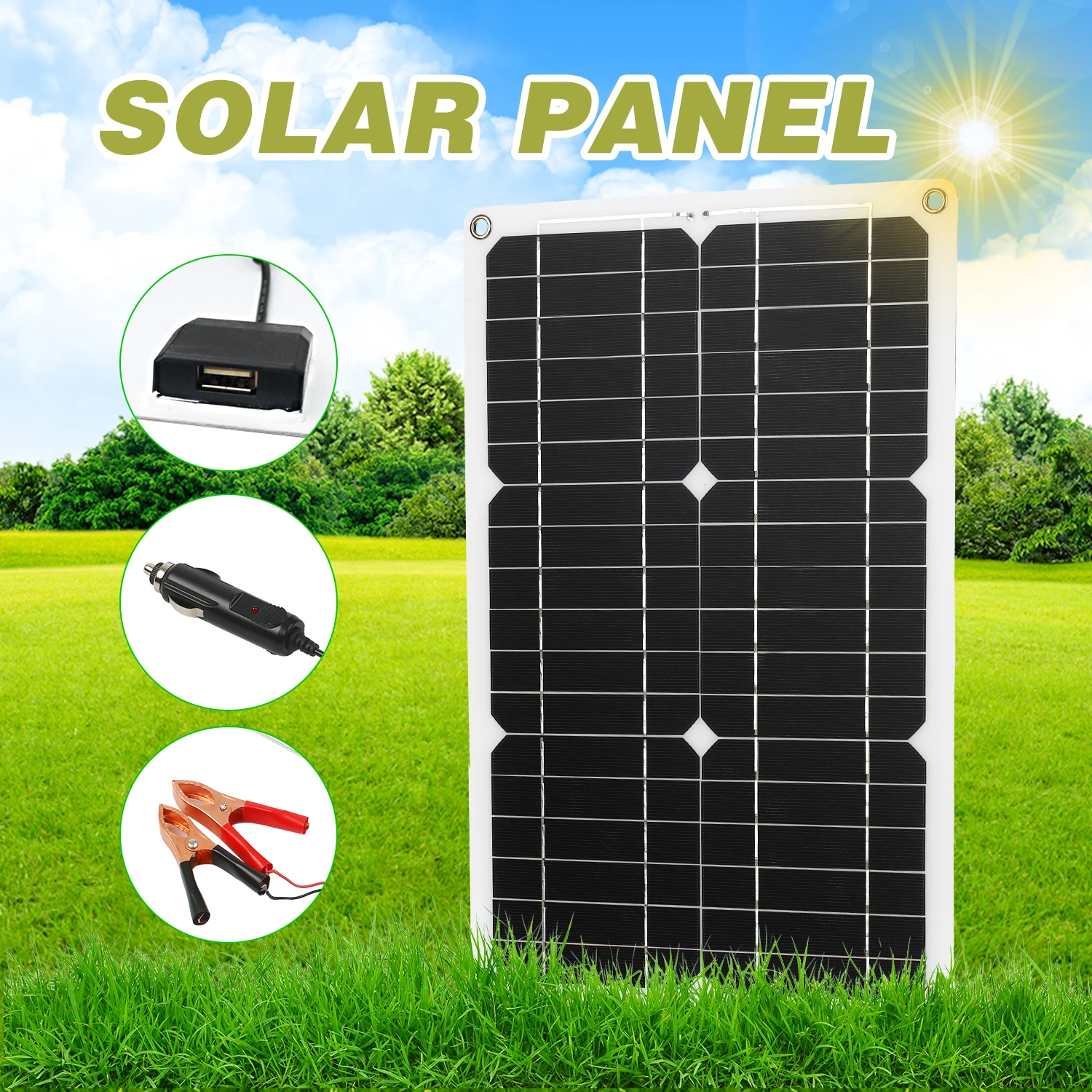 Solar Panel Kit 180W 12V Professional Dual USB Port Off Grid Monocrystalline Module with Solar Charge Controller Outdoor Hiking