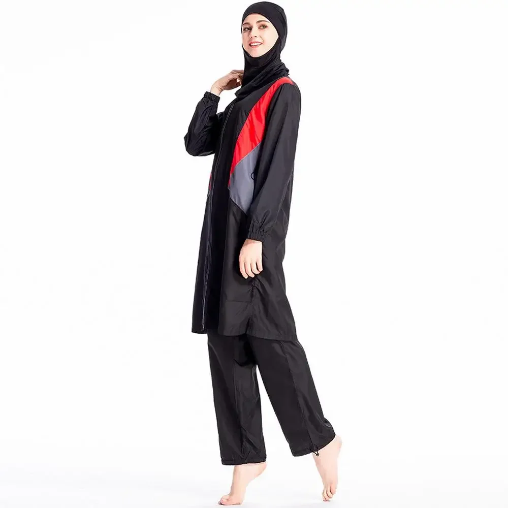 Imagem -04 - Grande Modesto Muçulmano Hijab Peças Conjunto de Maiô Islâmico Feminino Burkini Maiô Beach Wear Cobertura Completa Sportwear Tamanho