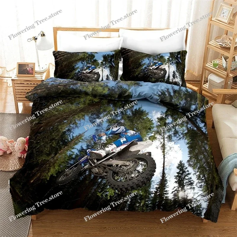 Home Textile 3d Sand Motorcycle Pattern Duvet Cover Sets Pillowcase Extreme Sport Bedding Set Single Double Size Bedroom Decor
