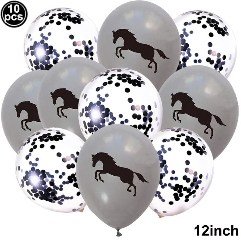 10 stücke Pferd Luftballons Set Party Decor Konfetti Pailletten Luftballons Folie Latex Party Luftballons Kind Aldult Cowboy Cowgirl Geburtstag Party – Detail 10